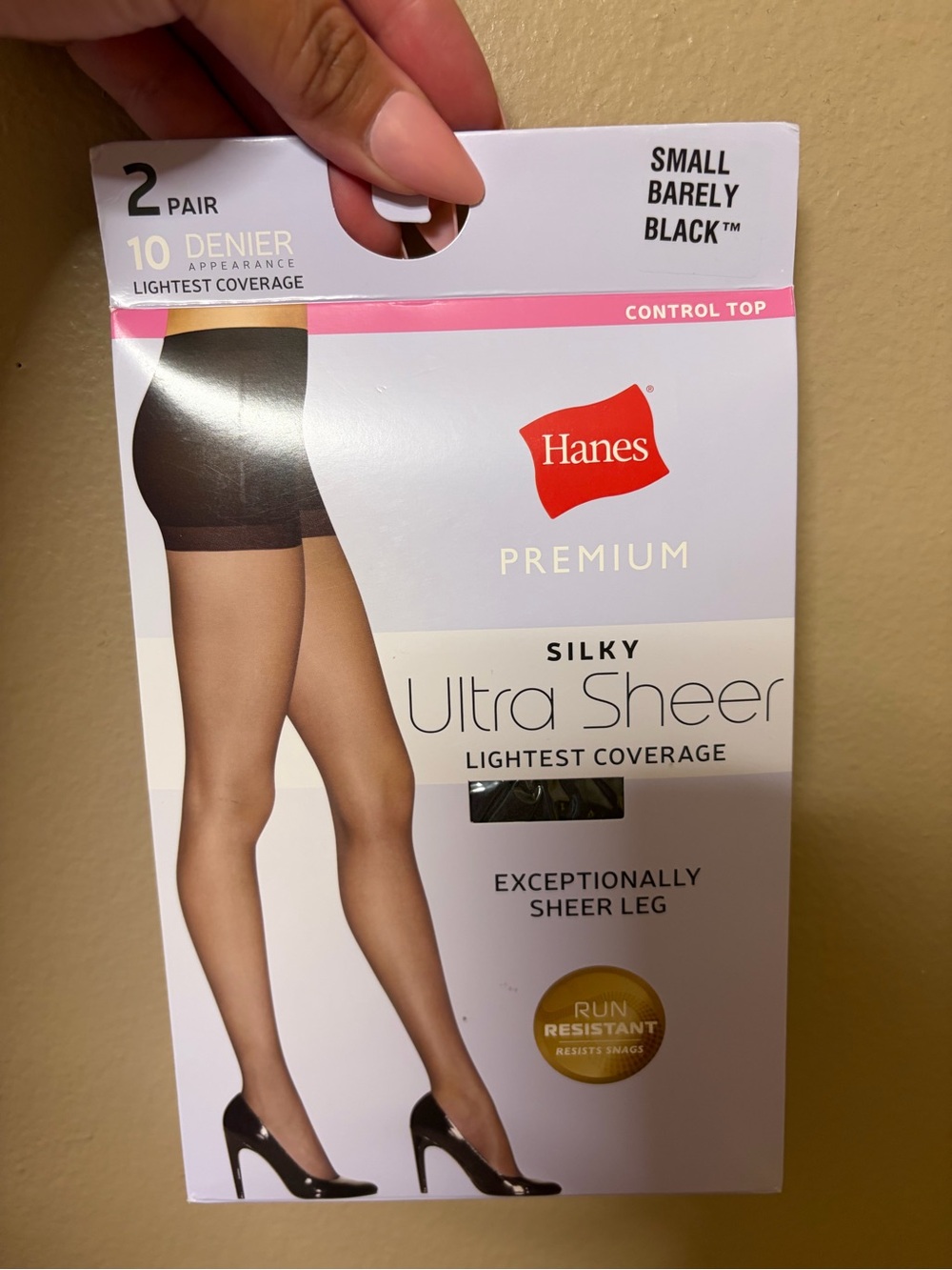 Hanes Sheer Control Top Pantyhose - Black